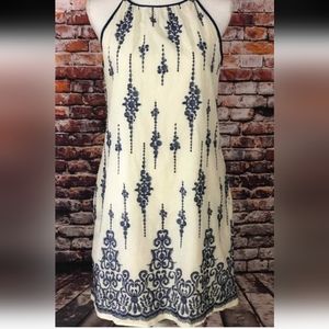 Just Taylor Voile Spaghetti Strap Cotton Embroidered Lined Shift Dress